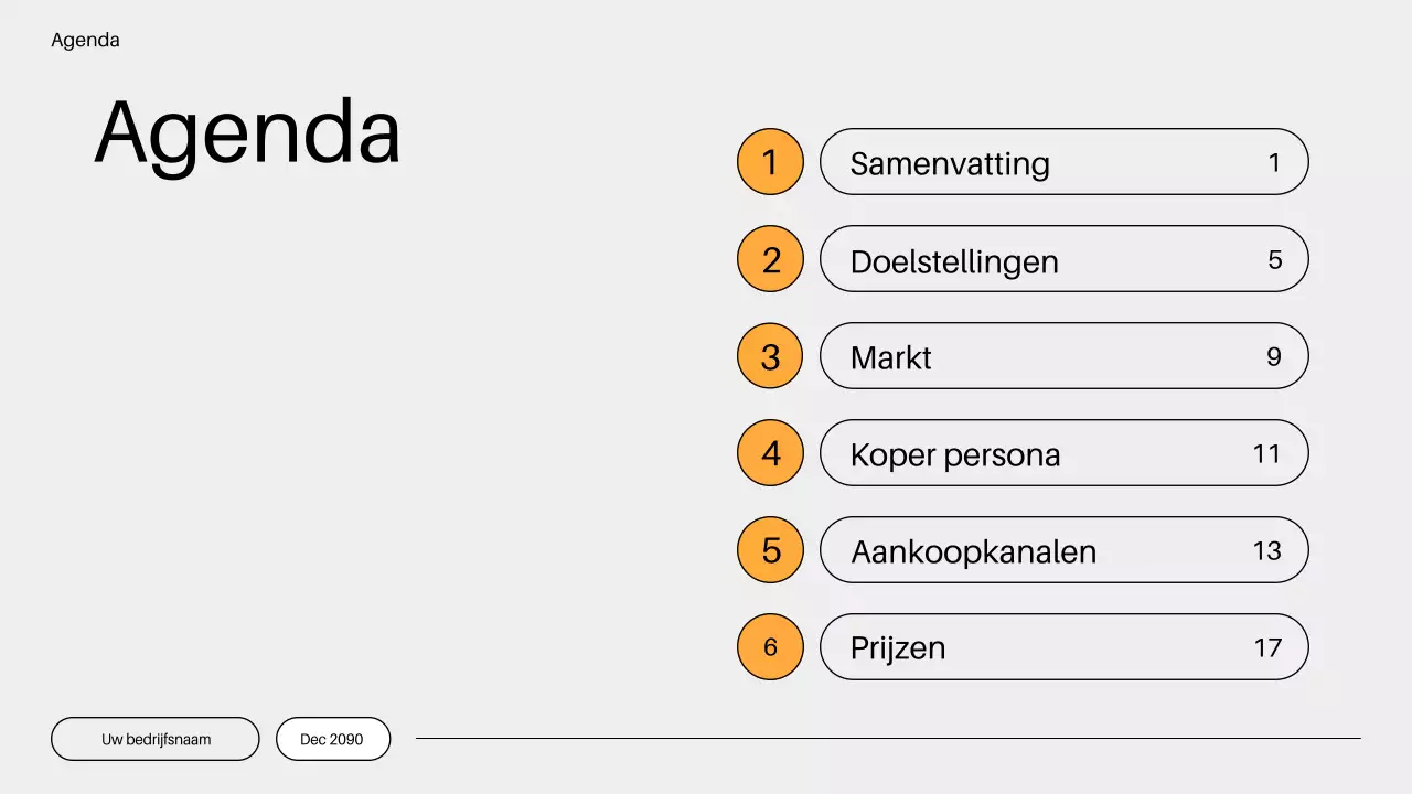 oranje minimalistisch go to market plan
