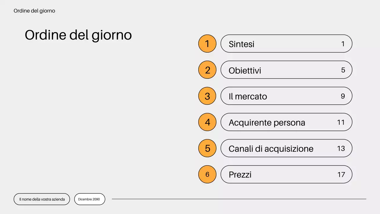 piano di mercato minimalista arancione