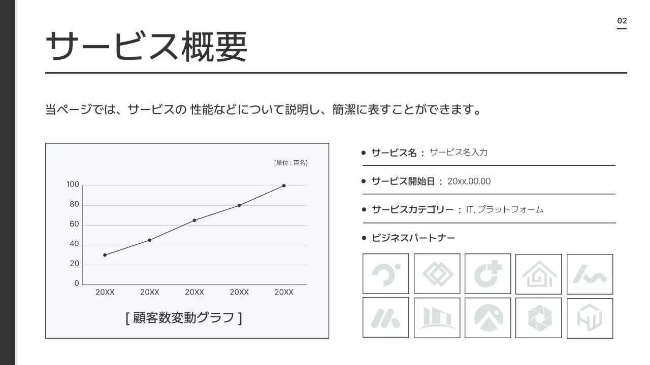 白黒 シンプル ビジネス 提案書 プレゼンテーション