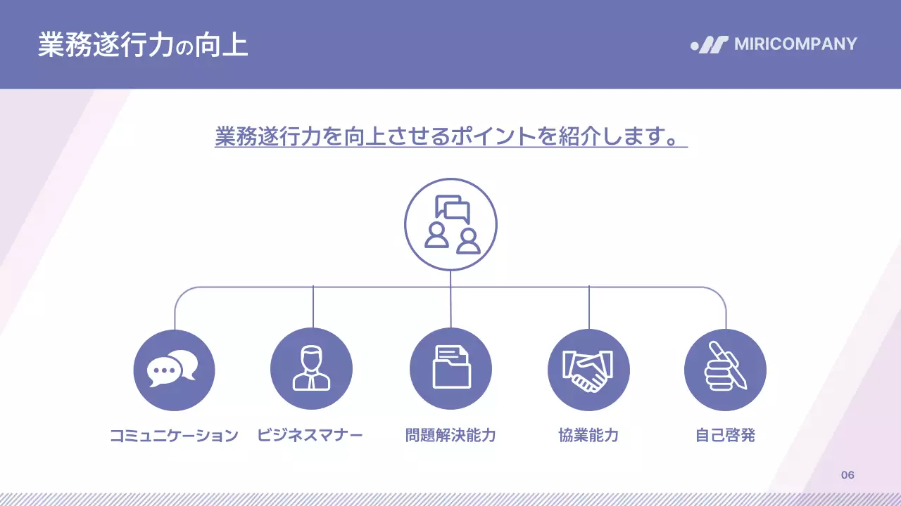 紫 シンプル 研修資料 企画書 プレゼンテーション