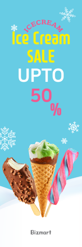 Banner promocional de sorvete azul da moda