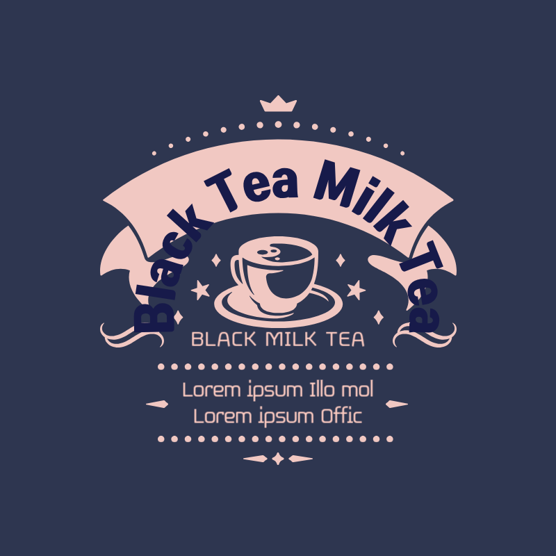 Pink Navy Illustrated Milk Tea Label