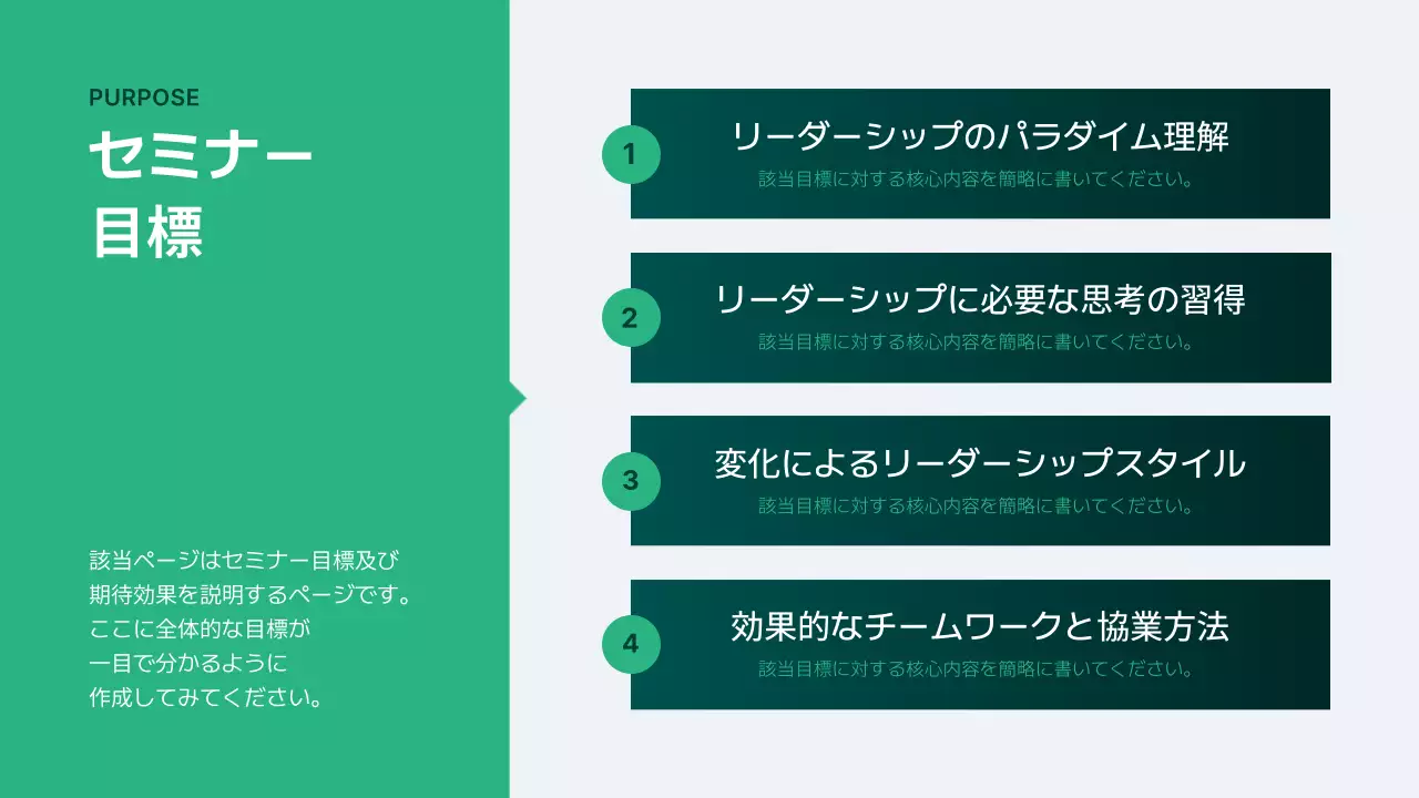 緑 モダン リーダーシップ プレゼンテーション
