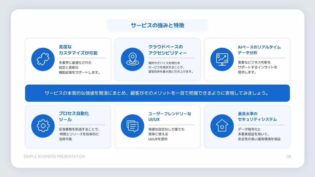 青 シンプル ビジネス プレゼンテーション