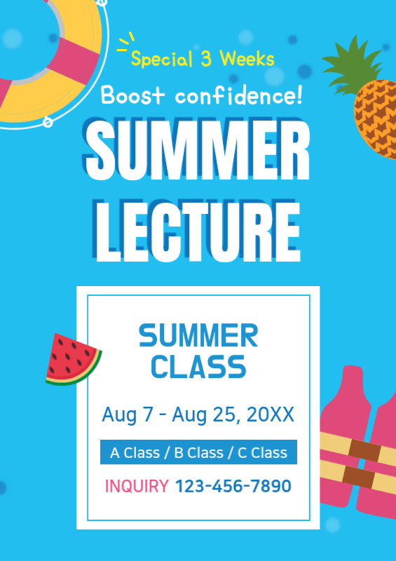 Poster quảng cáo lớp học mùa hè thời trang xanh