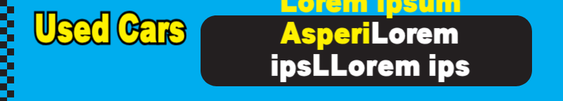 Banner promocional de carros azuis em negrito