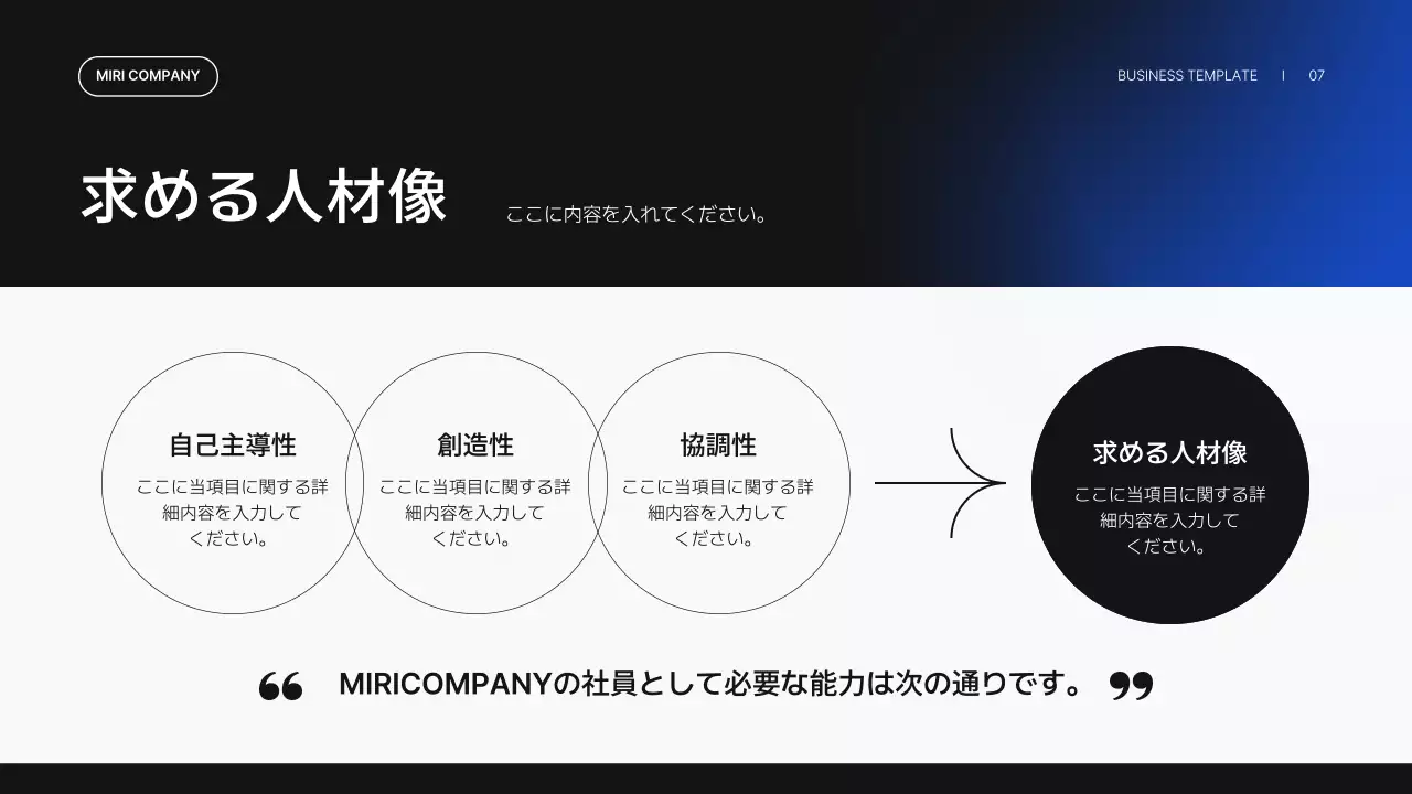 青 モダン 採用 プレゼンテーション