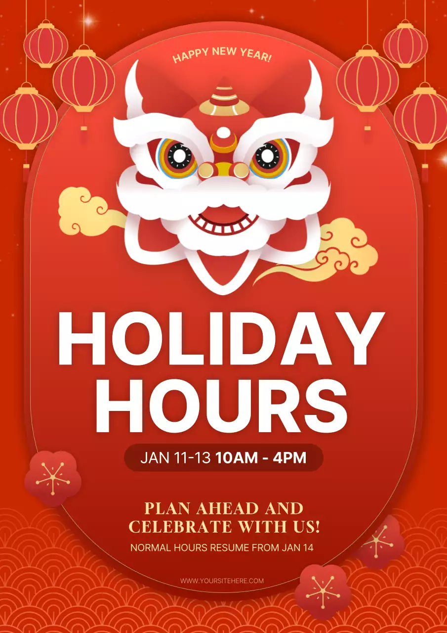 Red Traditional Holiday Announcement Poster