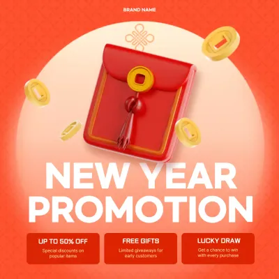 Red Traditional New Year Promotion Social Media Post
