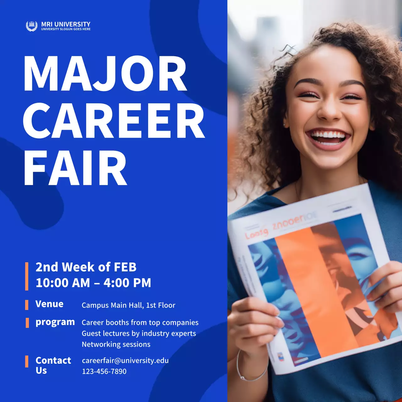 Blue Modern Career Event Social Media Post