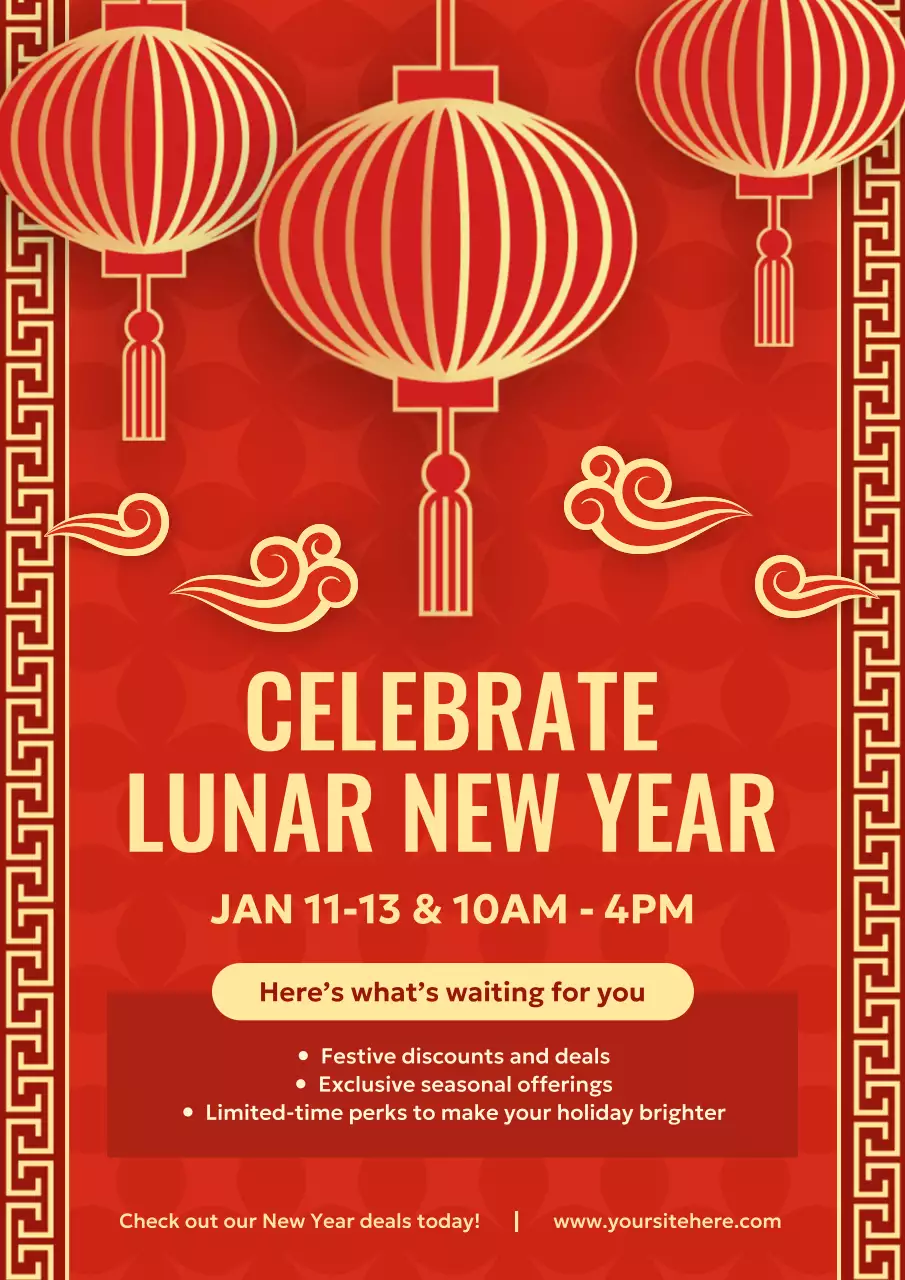 Red Traditional Lunar New Year Promotion Poster