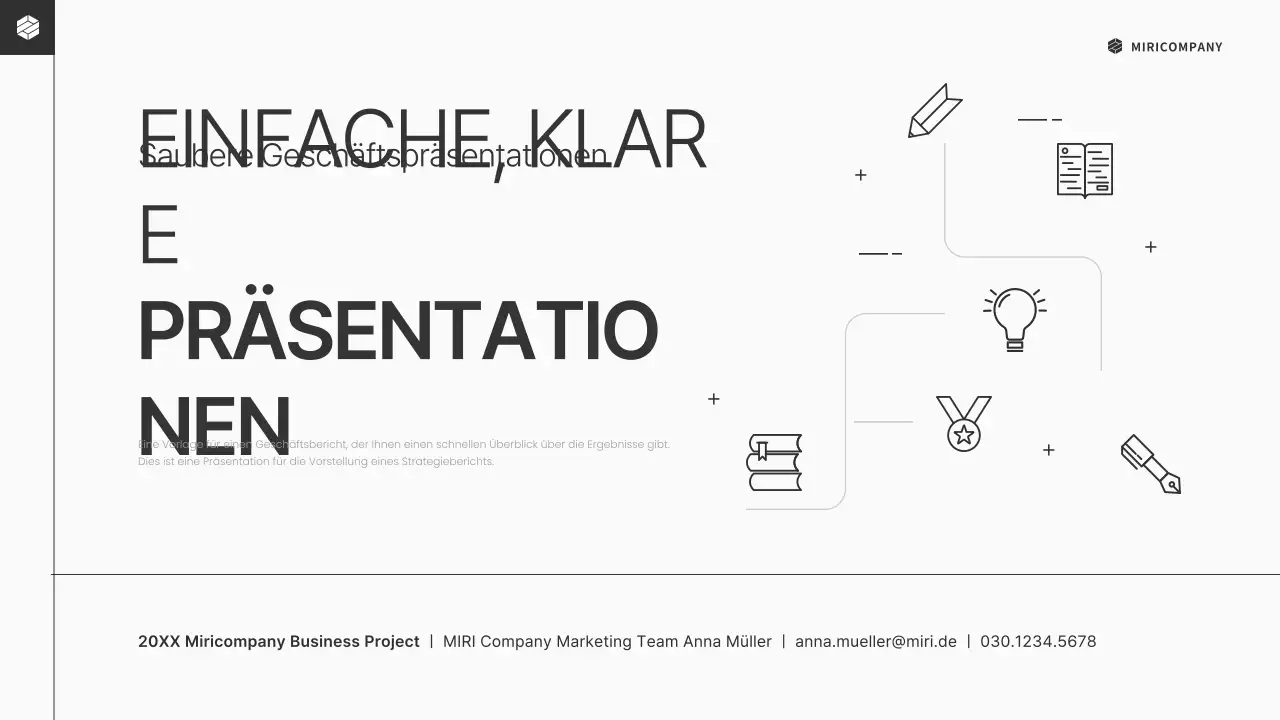 Ein schwarzer, sauberer Geschäftsplan