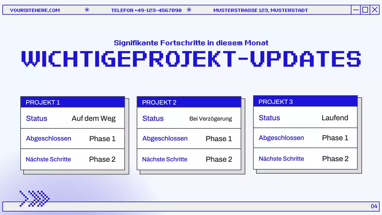 Präsentation des modernen Monatsberichts in Blau und Grau
