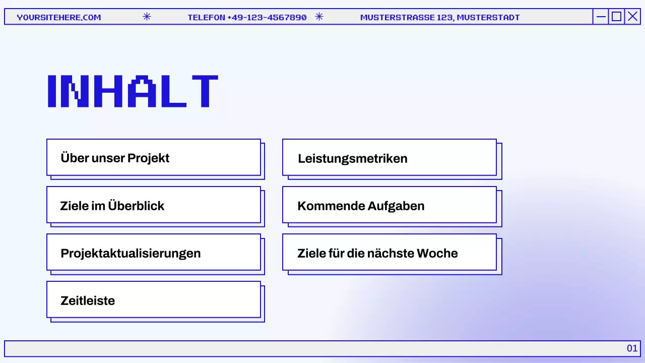 Präsentation des modernen Monatsberichts in Blau und Grau