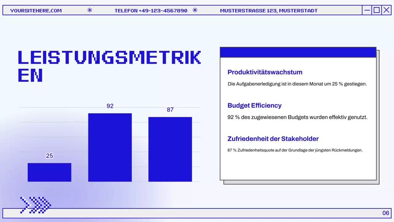 Präsentation des modernen Monatsberichts in Blau und Grau