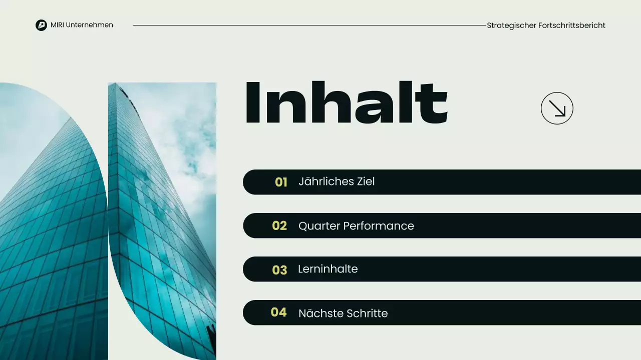 Präsentation des modernen vierteljährlichen Geschäftsberichts