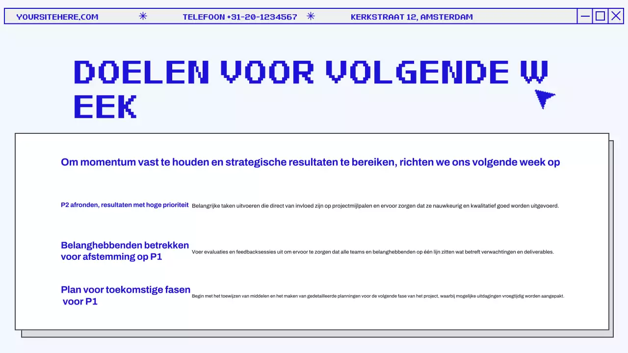 Blauw en grijs Modern Maandelijks Overzichtsrapport Presentatie