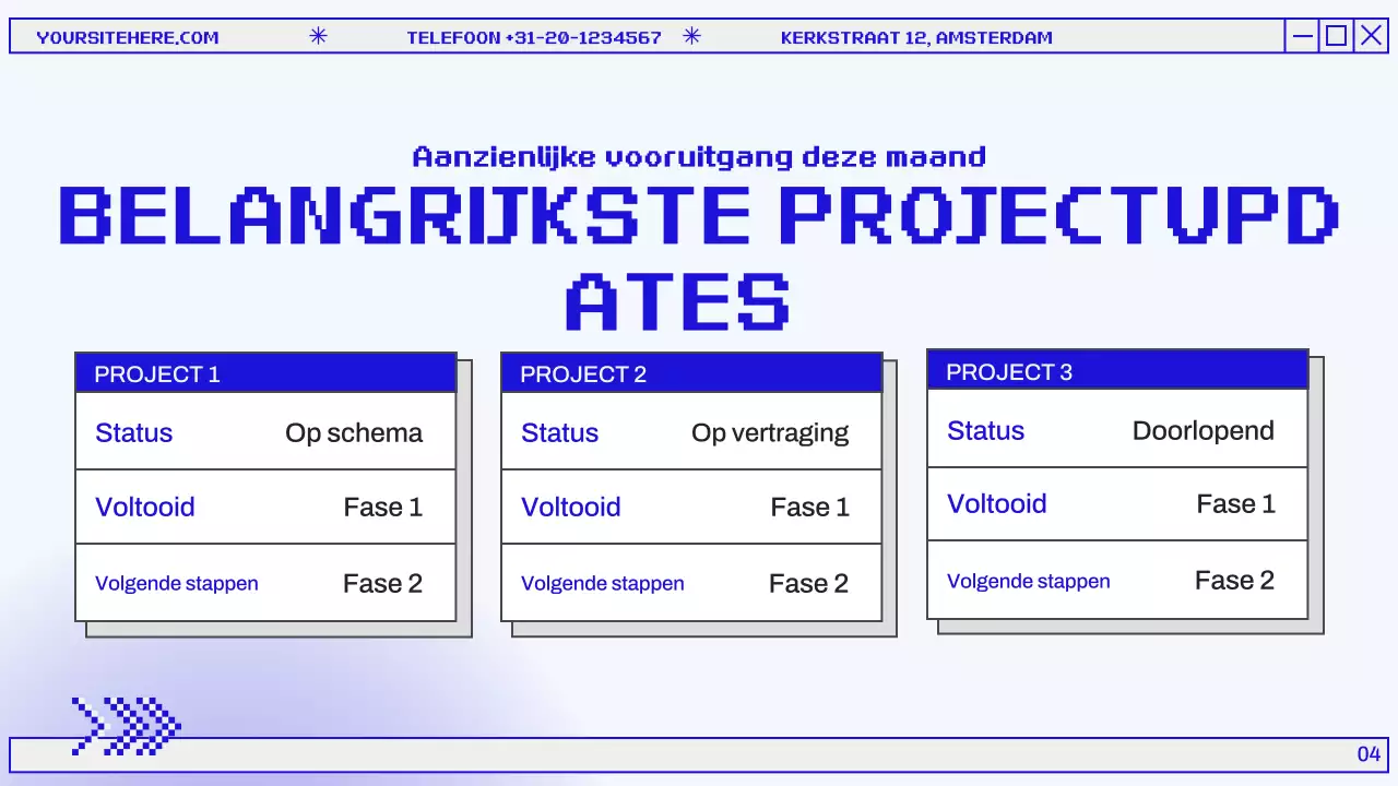 Blauw en grijs Modern Maandelijks Overzichtsrapport Presentatie