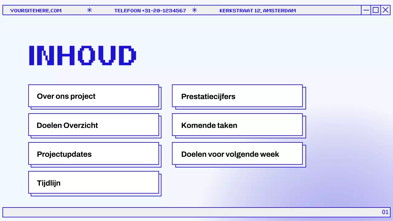 Blauw en grijs Modern Maandelijks Overzichtsrapport Presentatie