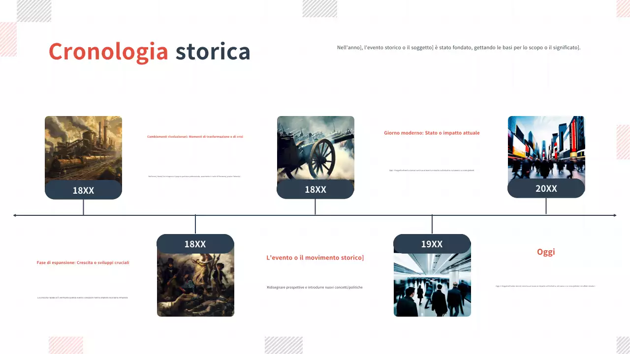 infografica minimalista grigia sulla linea del tempo
