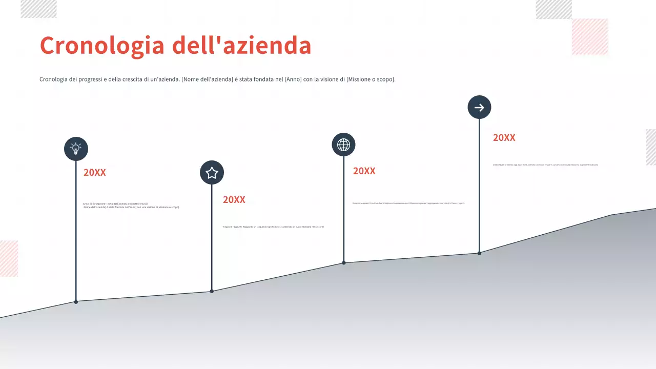 infografica minimalista grigia sulla linea del tempo