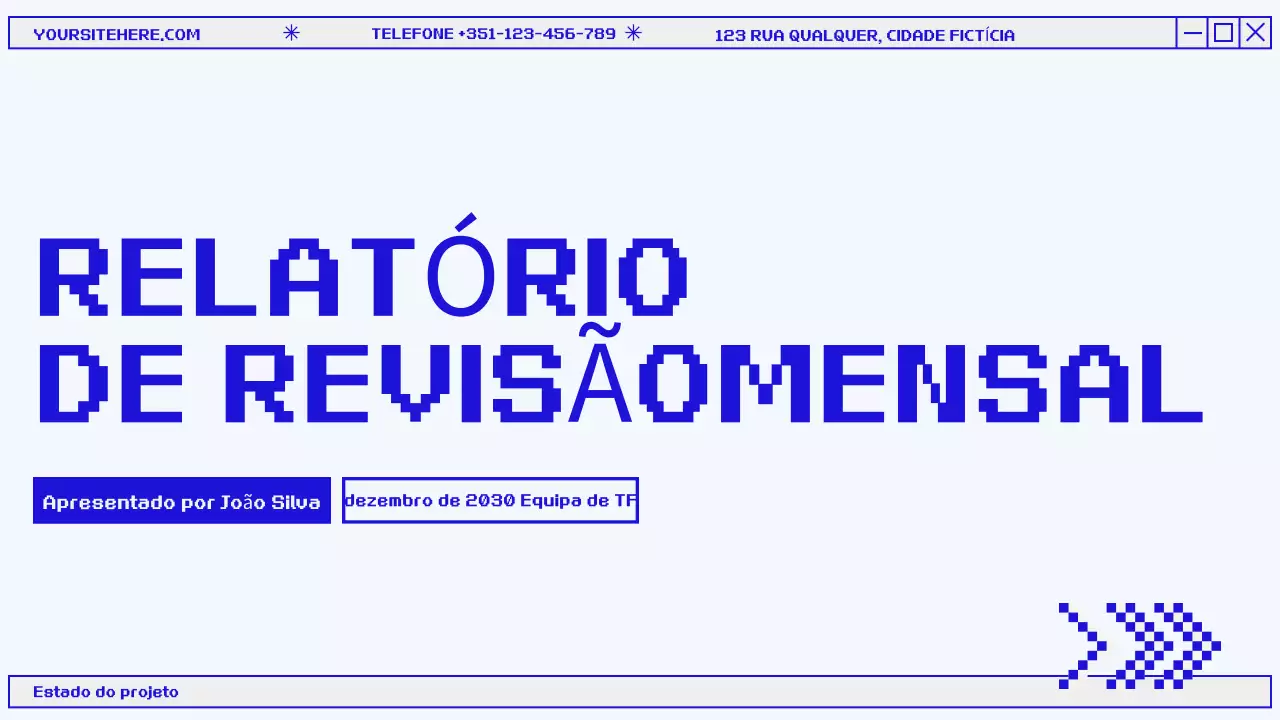 Apresentação do relatório de revisão mensal moderno azul e cinzento