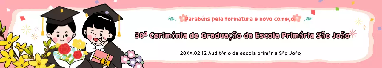 Um festival de formatura cor-de-rosa e acolhedor
