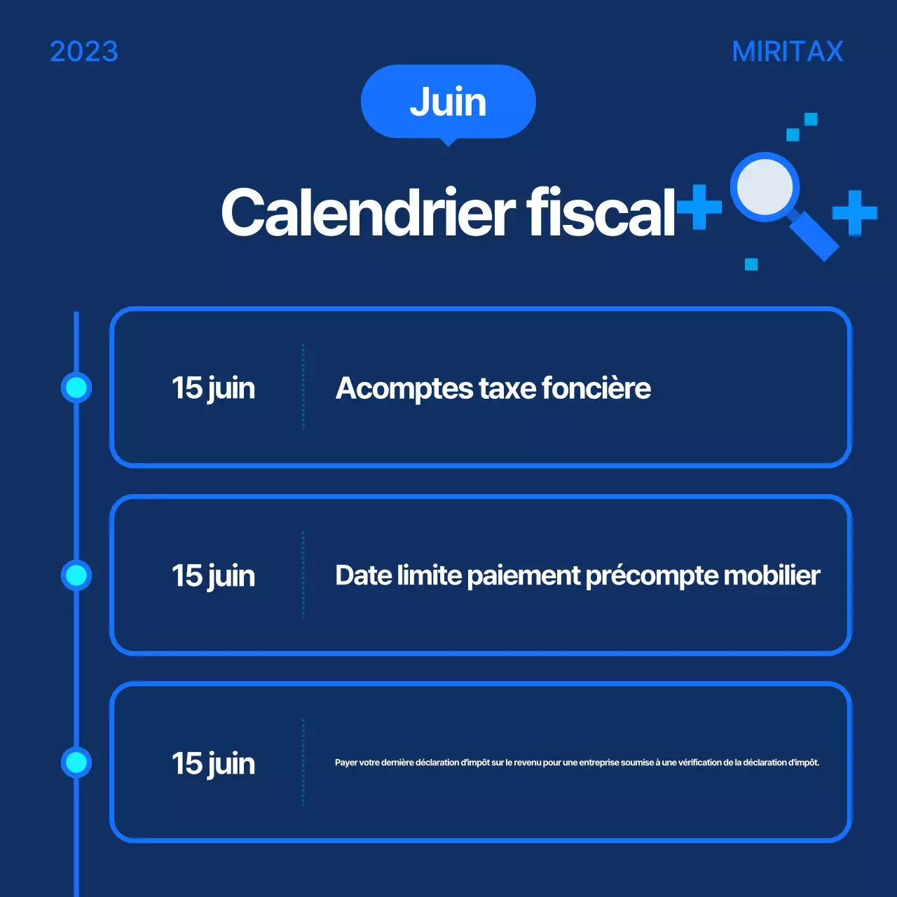 Guide du calendrier fiscal moderne bleu