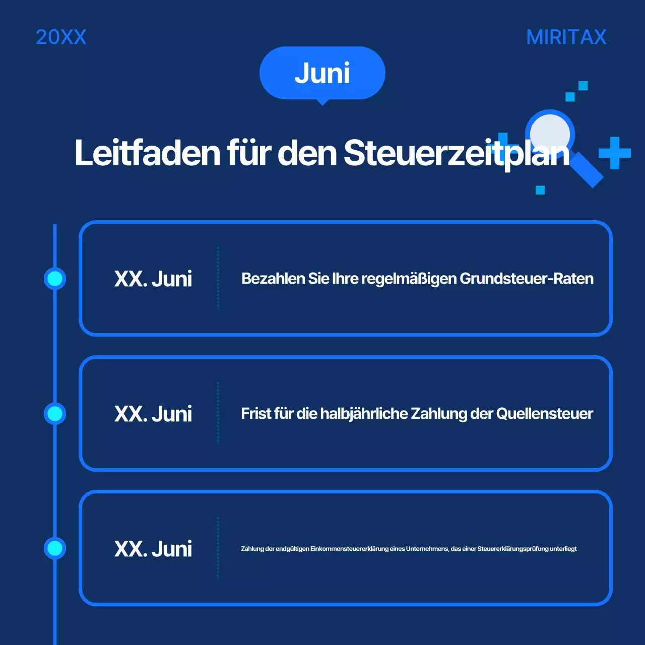 Blauer Moderner Steuerkalender Leitfaden