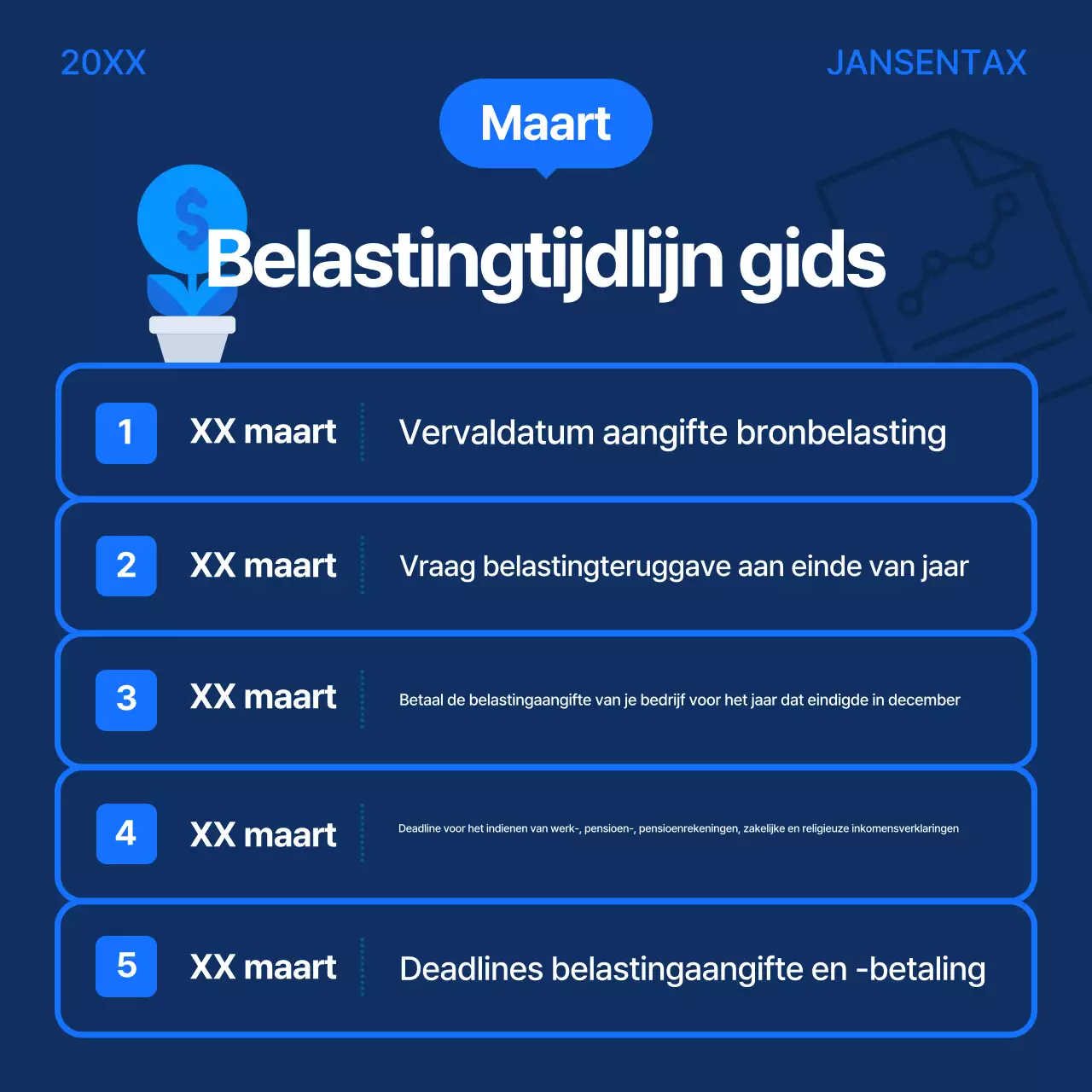 Blue Modern Belastingkalendergids