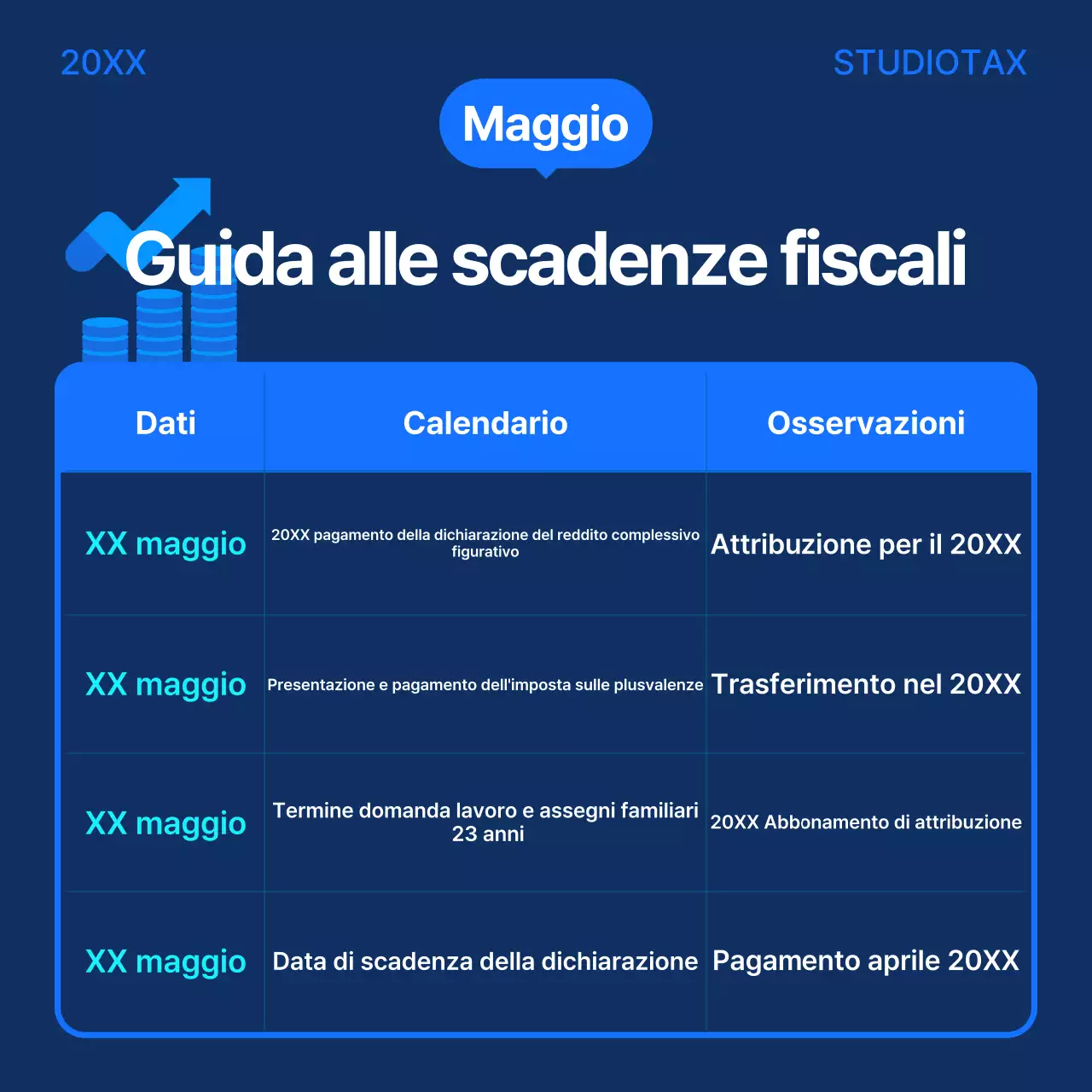 Guida al calendario fiscale blu moderno