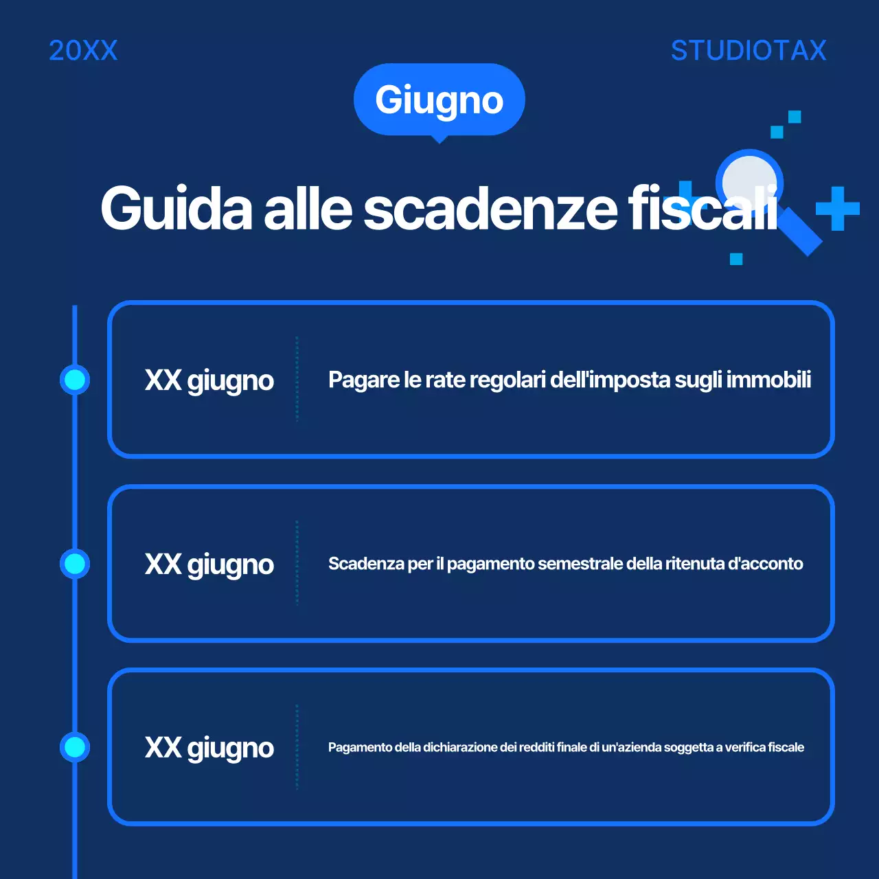 Guida al calendario fiscale blu moderno
