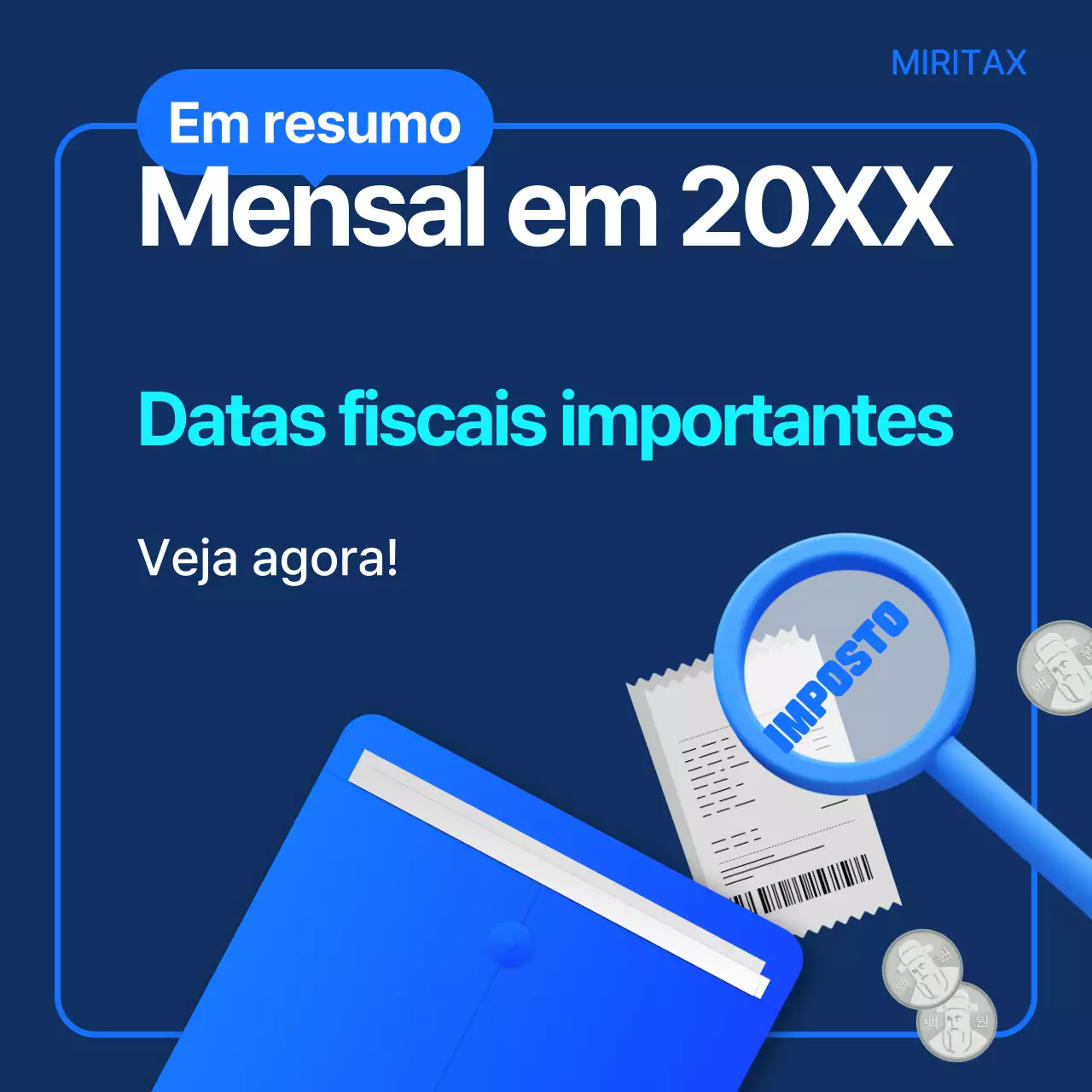 Guia do calendário fiscal moderno azul