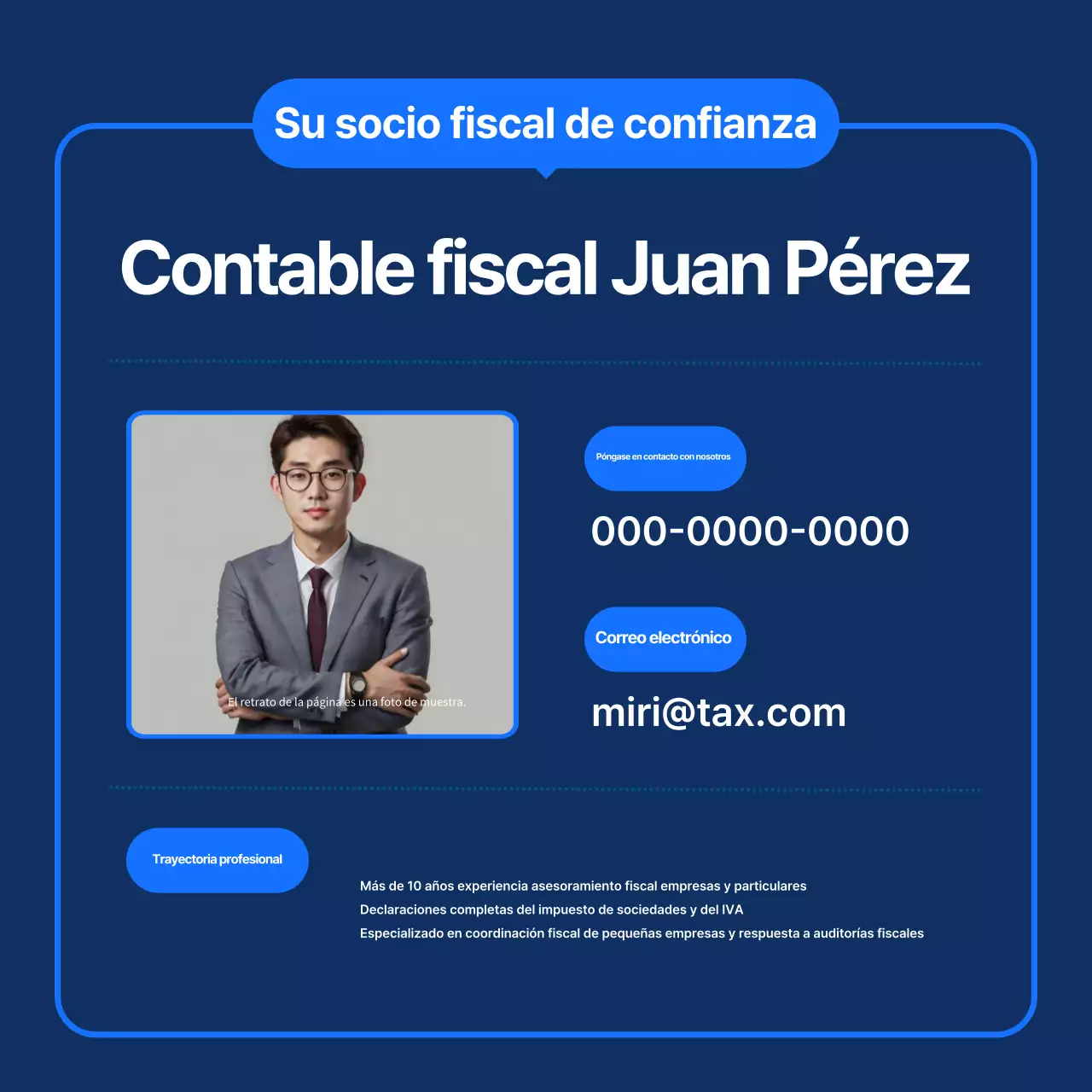 Guía del calendario fiscal moderno azul