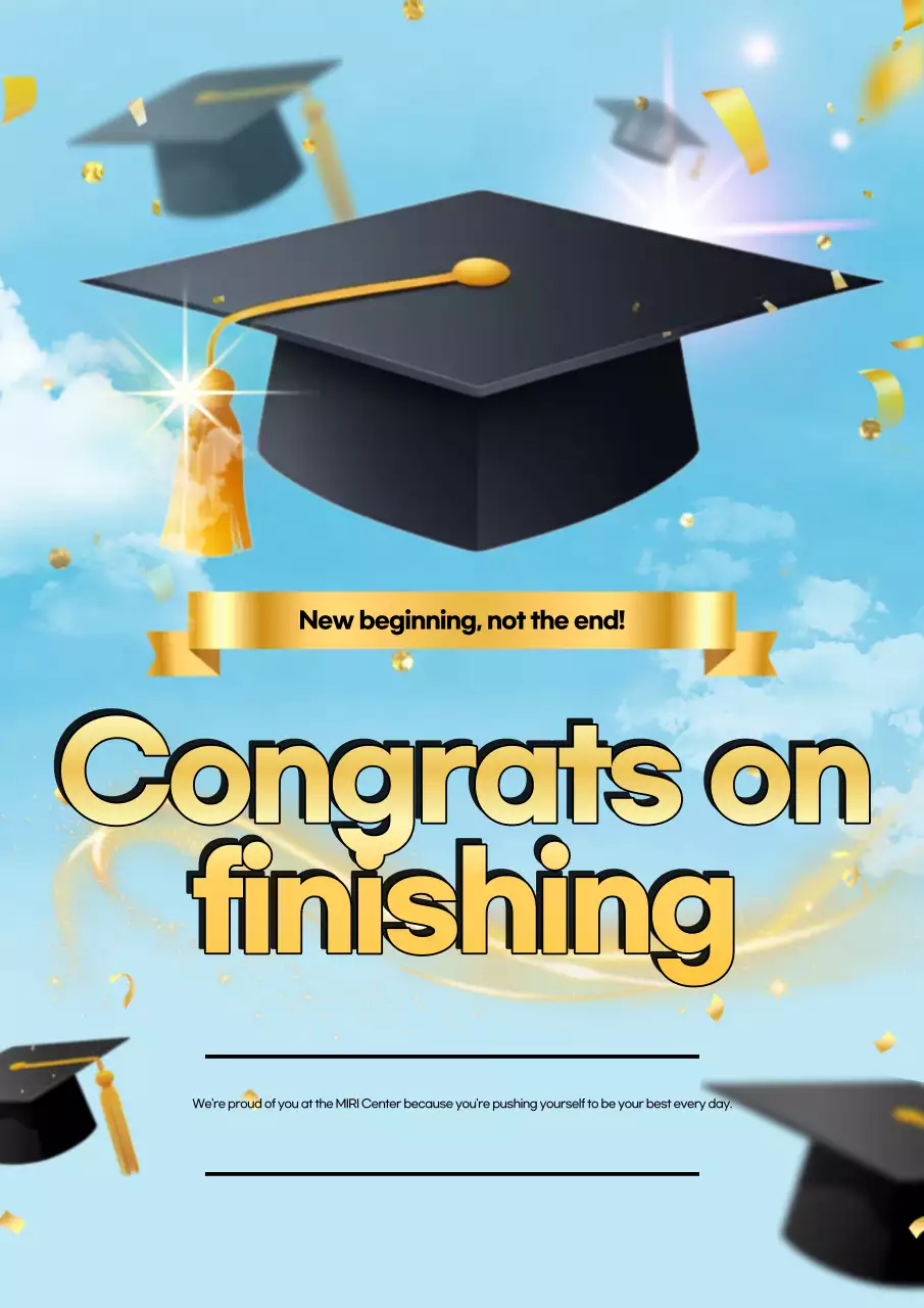 Poster thông báo tốt nghiệp màu xanh thanh lịch