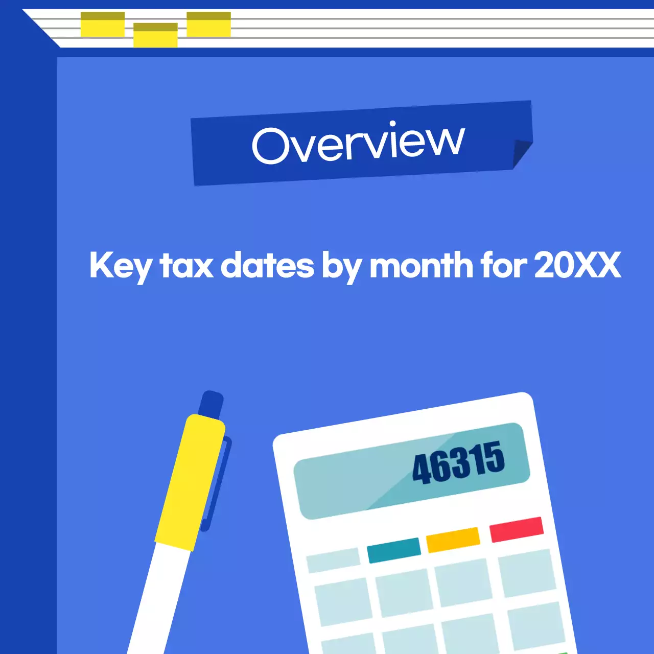 Guia de calendário de impostos moderno azul Instagram Carousel