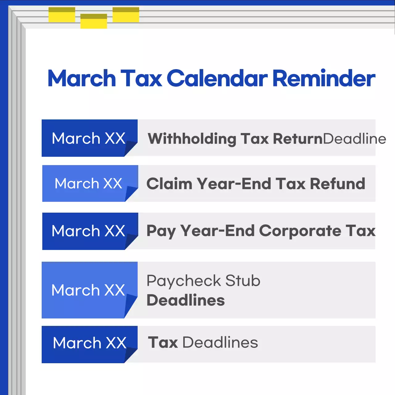 Guia de calendário de impostos moderno azul Instagram Carousel