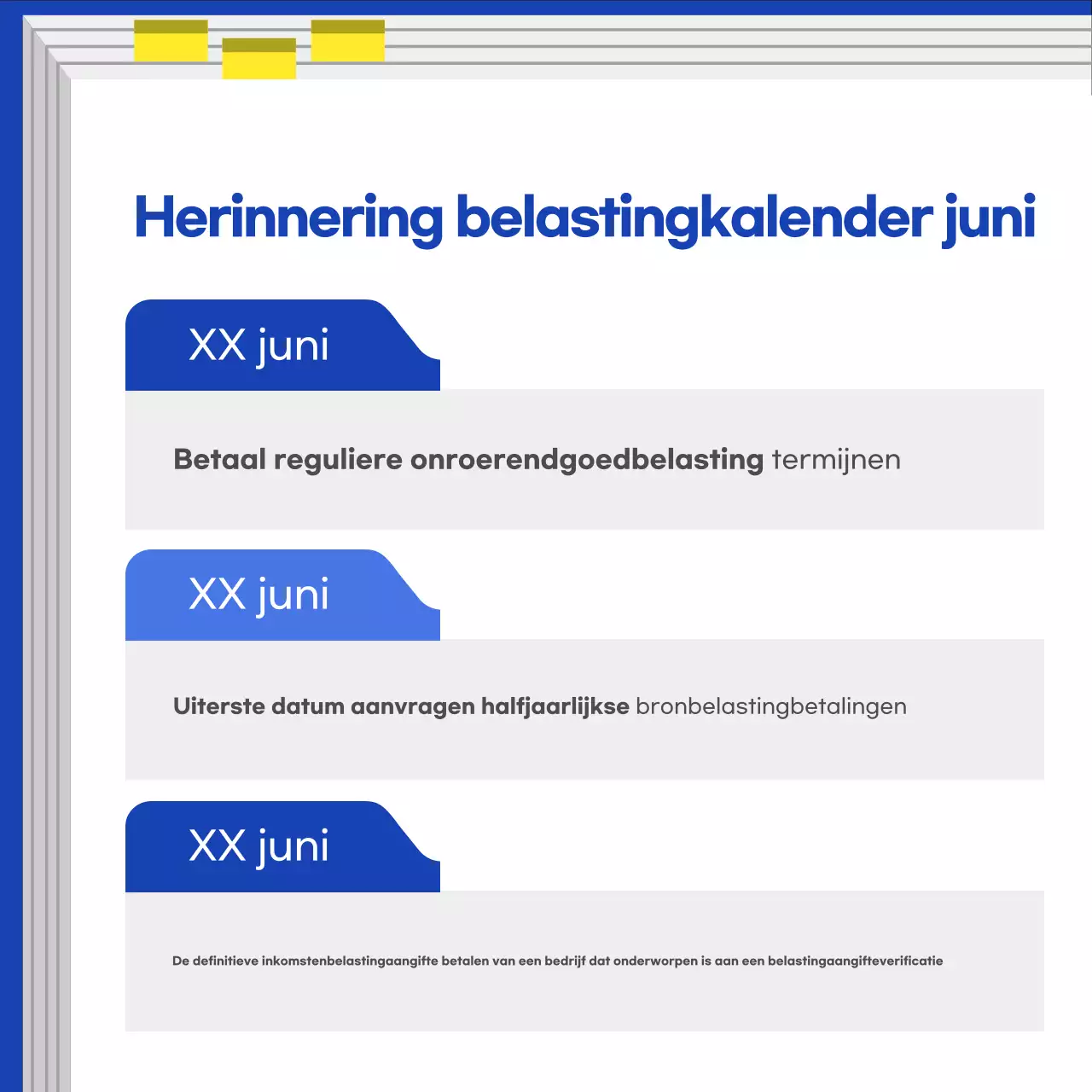 Blue Modern Belastingkalendergids