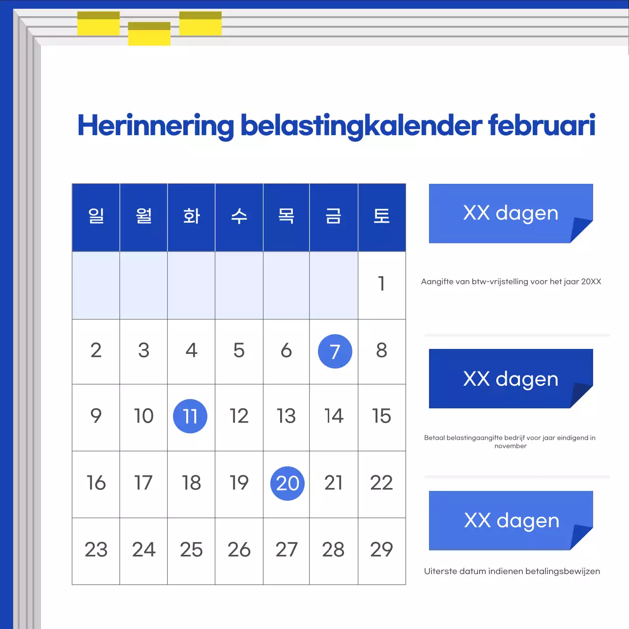 Blue Modern Belastingkalendergids