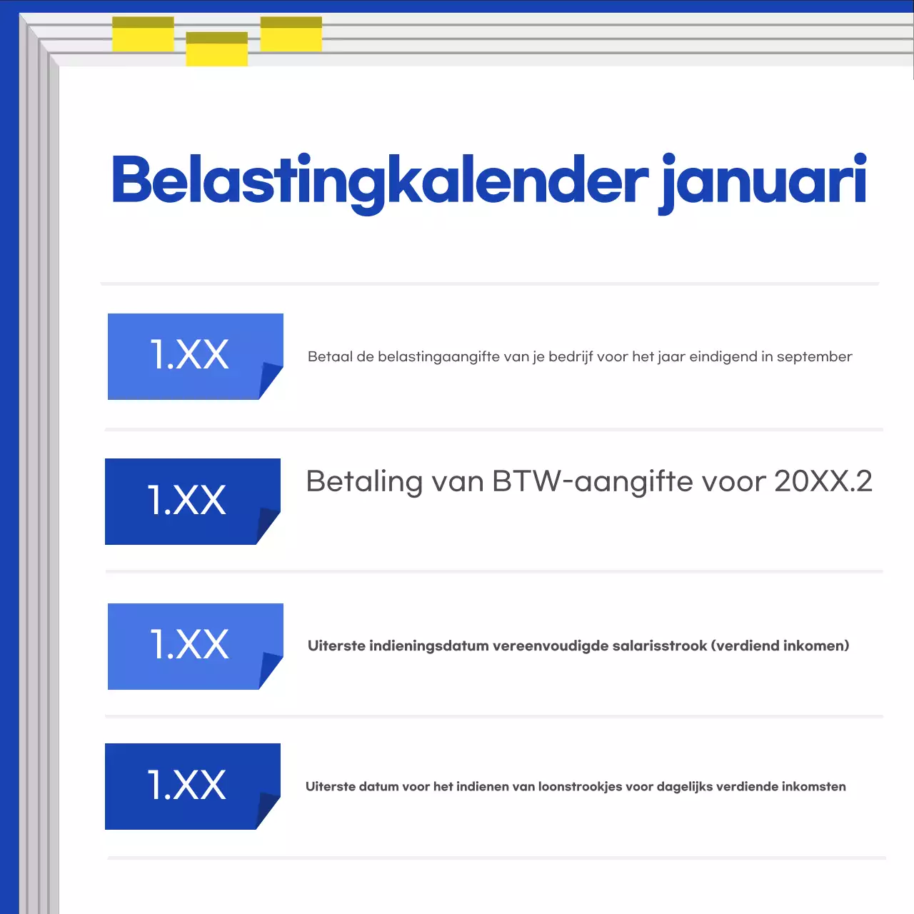 Blue Modern Belastingkalendergids