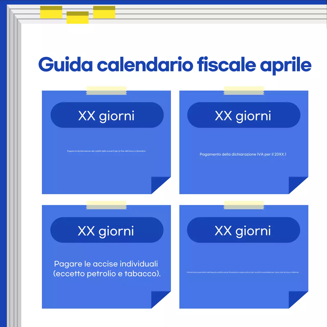 Guida al calendario fiscale blu moderno