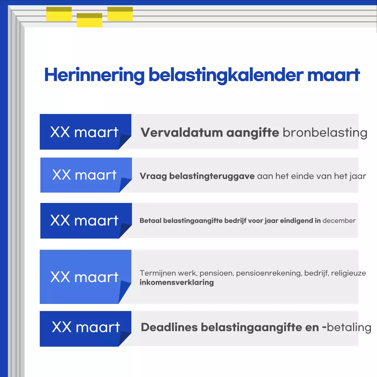 Blue Modern Belastingkalendergids