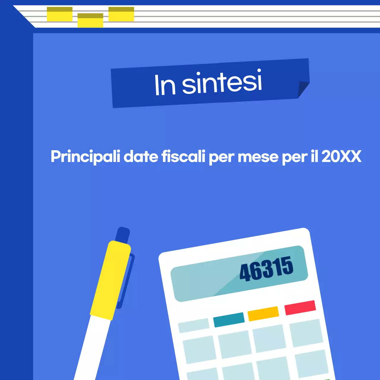 Guida al calendario fiscale blu moderno