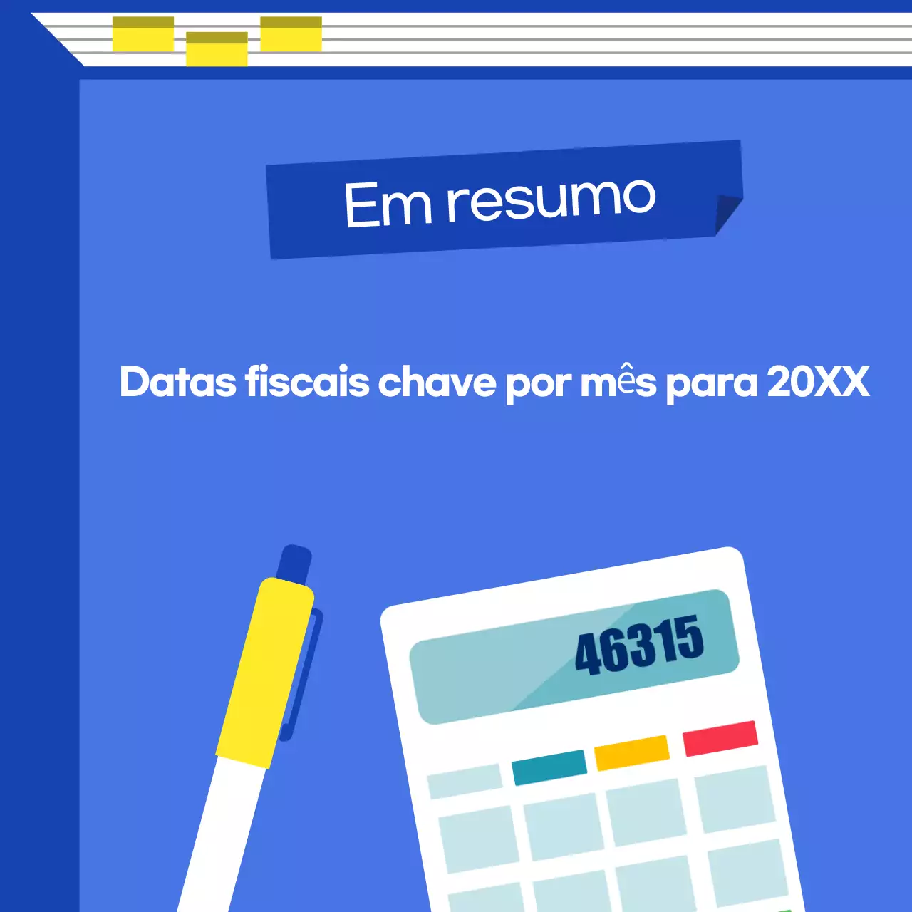 Guia do calendário fiscal moderno azul