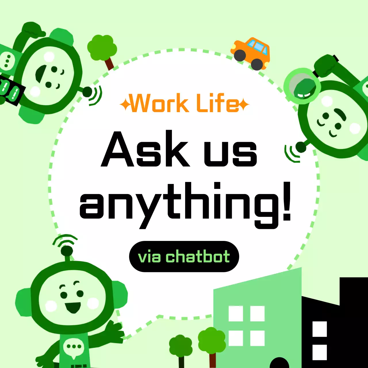 Carrossel de promoção de chatbot moderno verde no Instagram