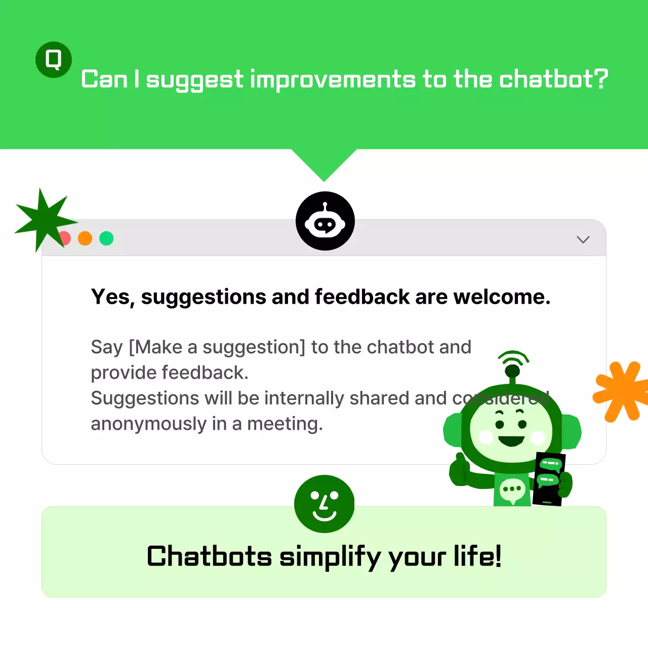 Carrossel de promoção de chatbot moderno verde no Instagram