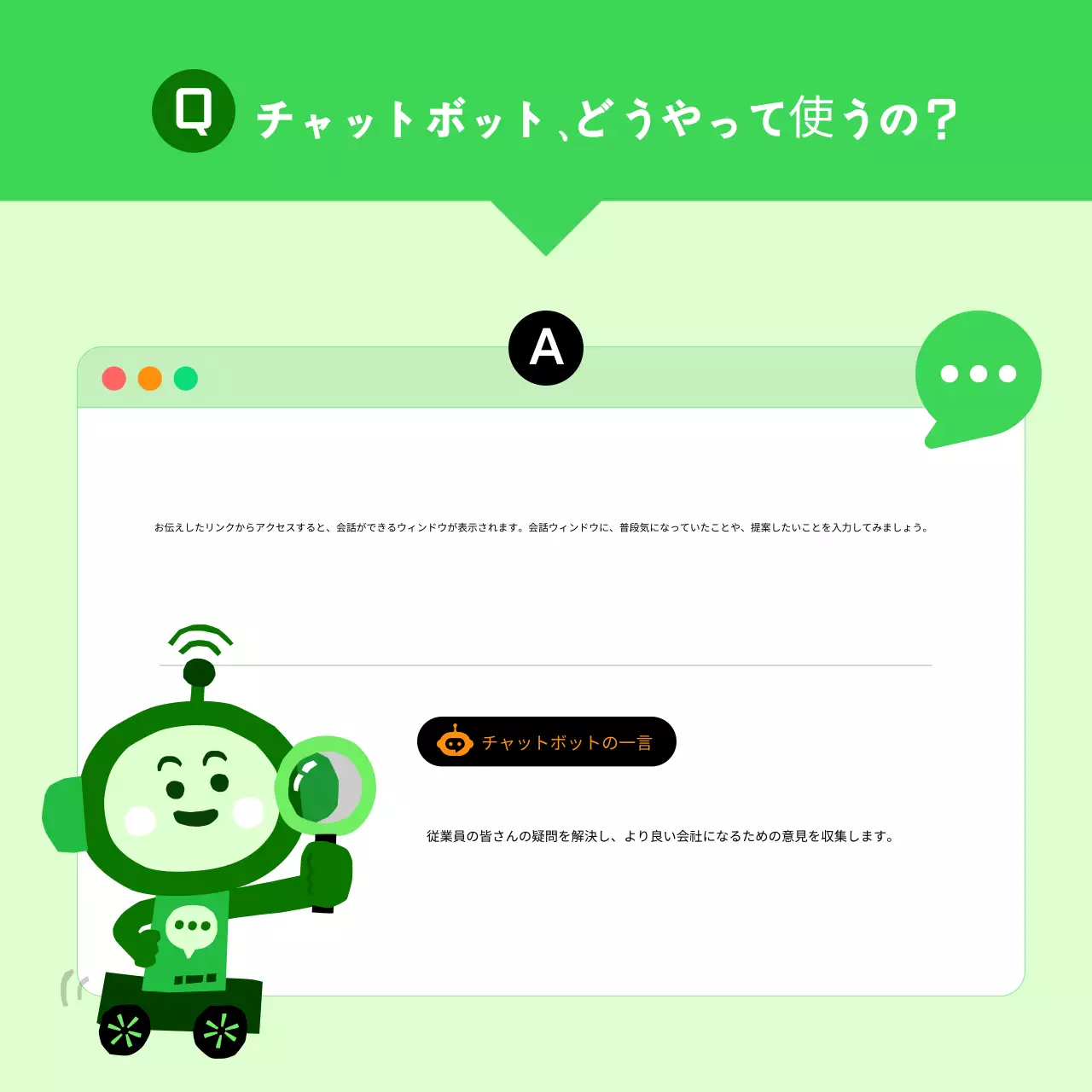 緑 かわいい チャットボット ポスター Instagram カルーセル