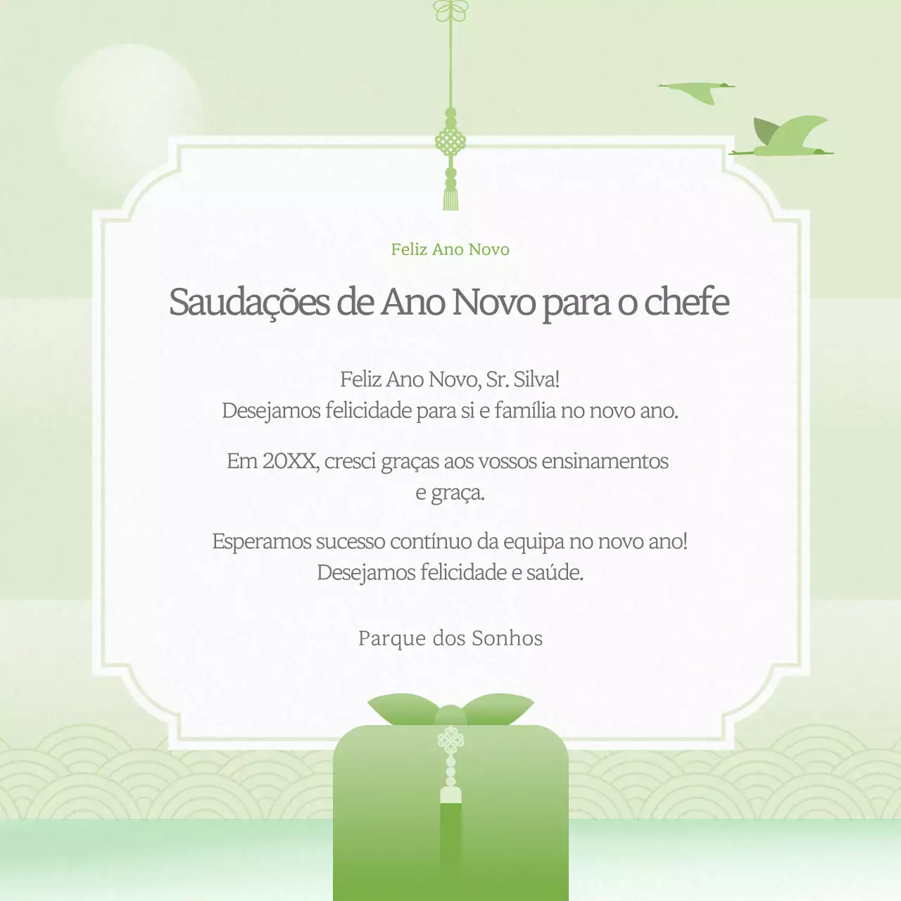 Saudações tradicionais de Ano Novo com hortelã