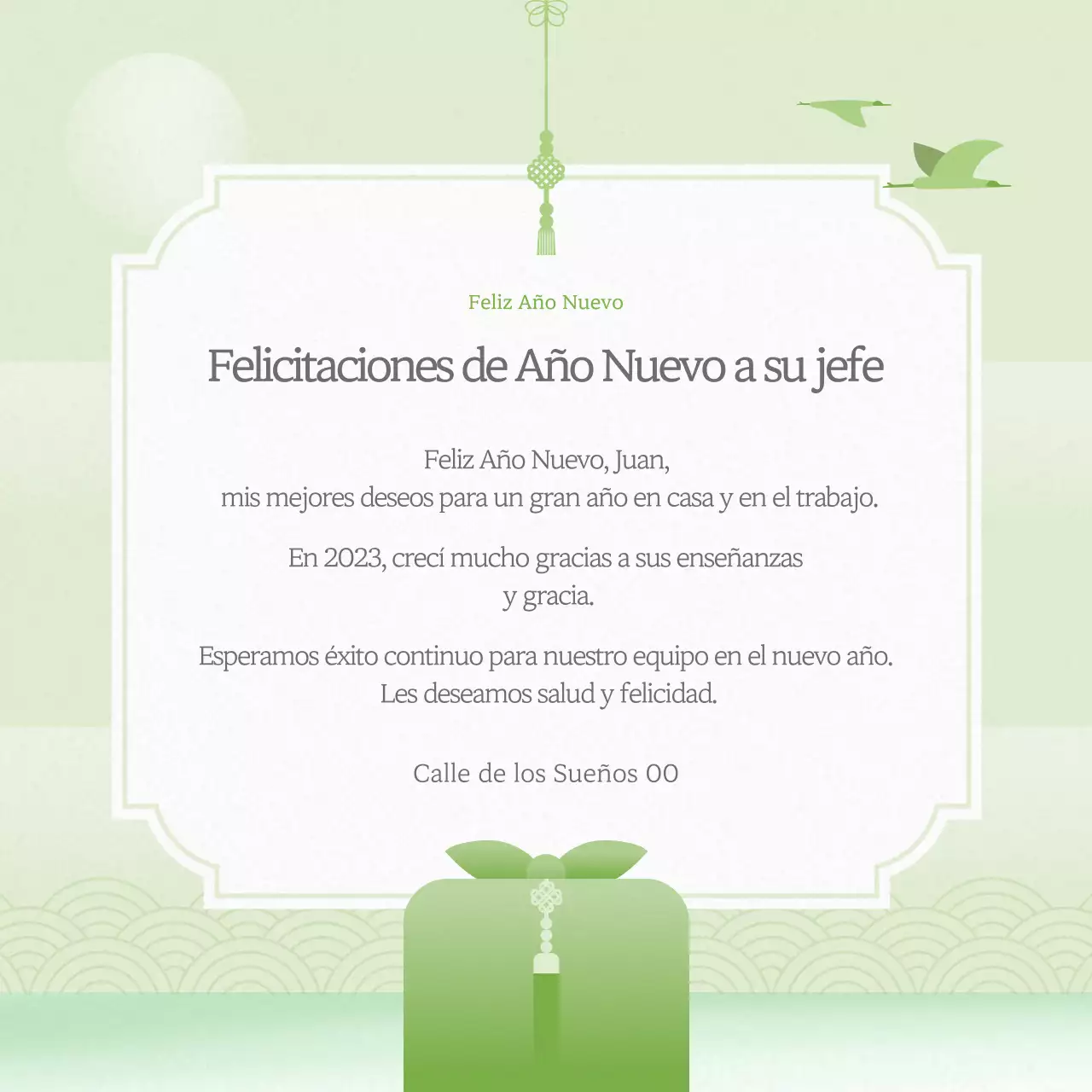Felicitación tradicional de Año Nuevo con menta