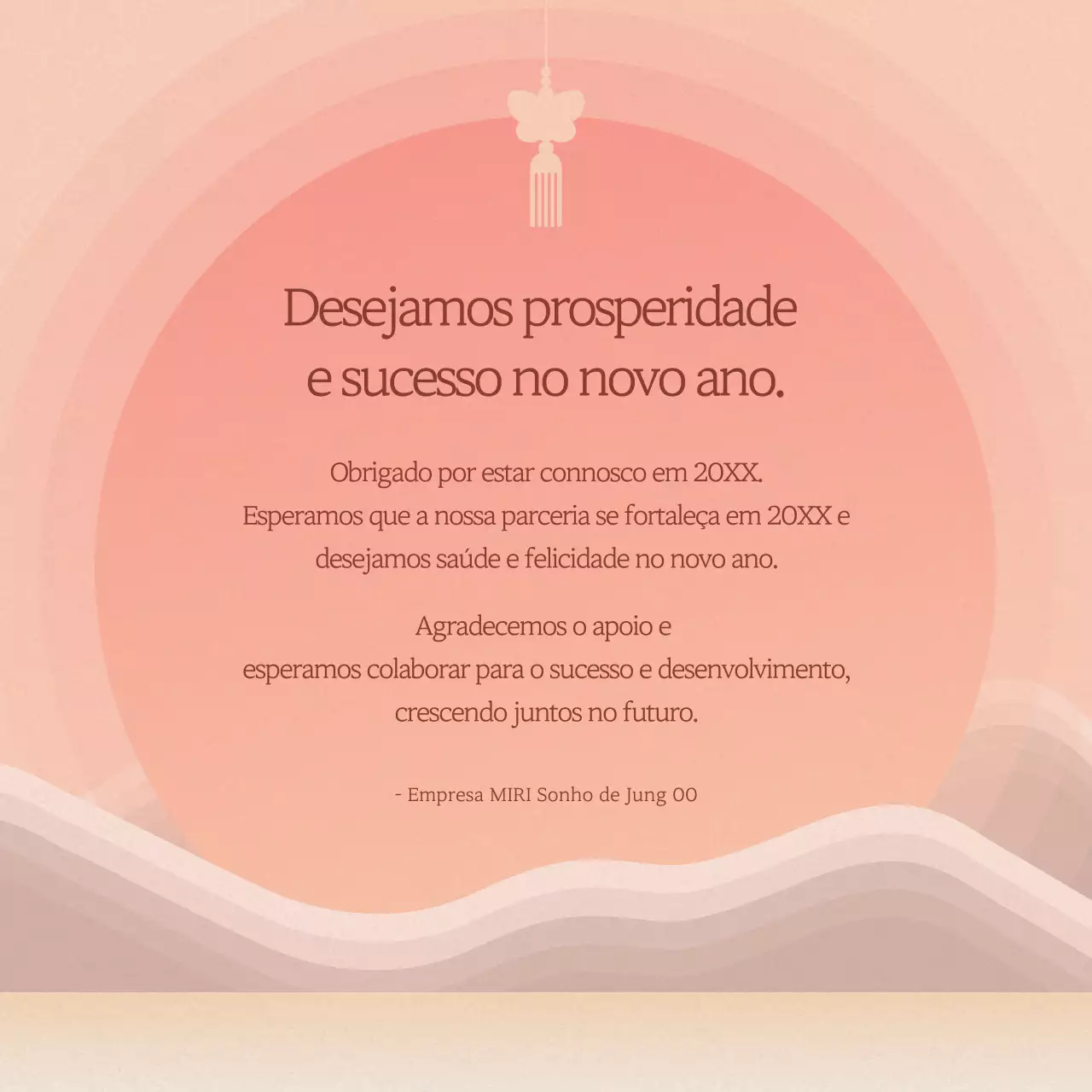 Saudações tradicionais de Ano Novo em cor-de-rosa